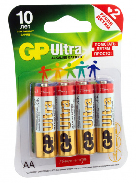 Батарейка GP 15AUGLNEW LR6 AA (промо:Подари Жизнь!) (4шт) Ultra Alkaline